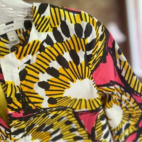 J. Crew Ratti Electric Kiwi Dress Yellow Pink Shift Mini 0 - Picture 8 of 17